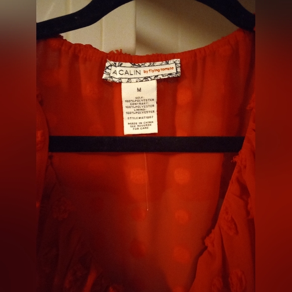 Red swiss dot blouse NWOT - Picture 2 of 5